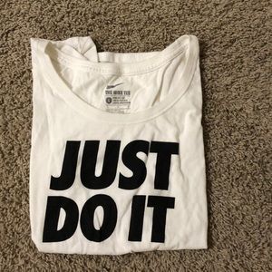 white 'just do it' nike tee